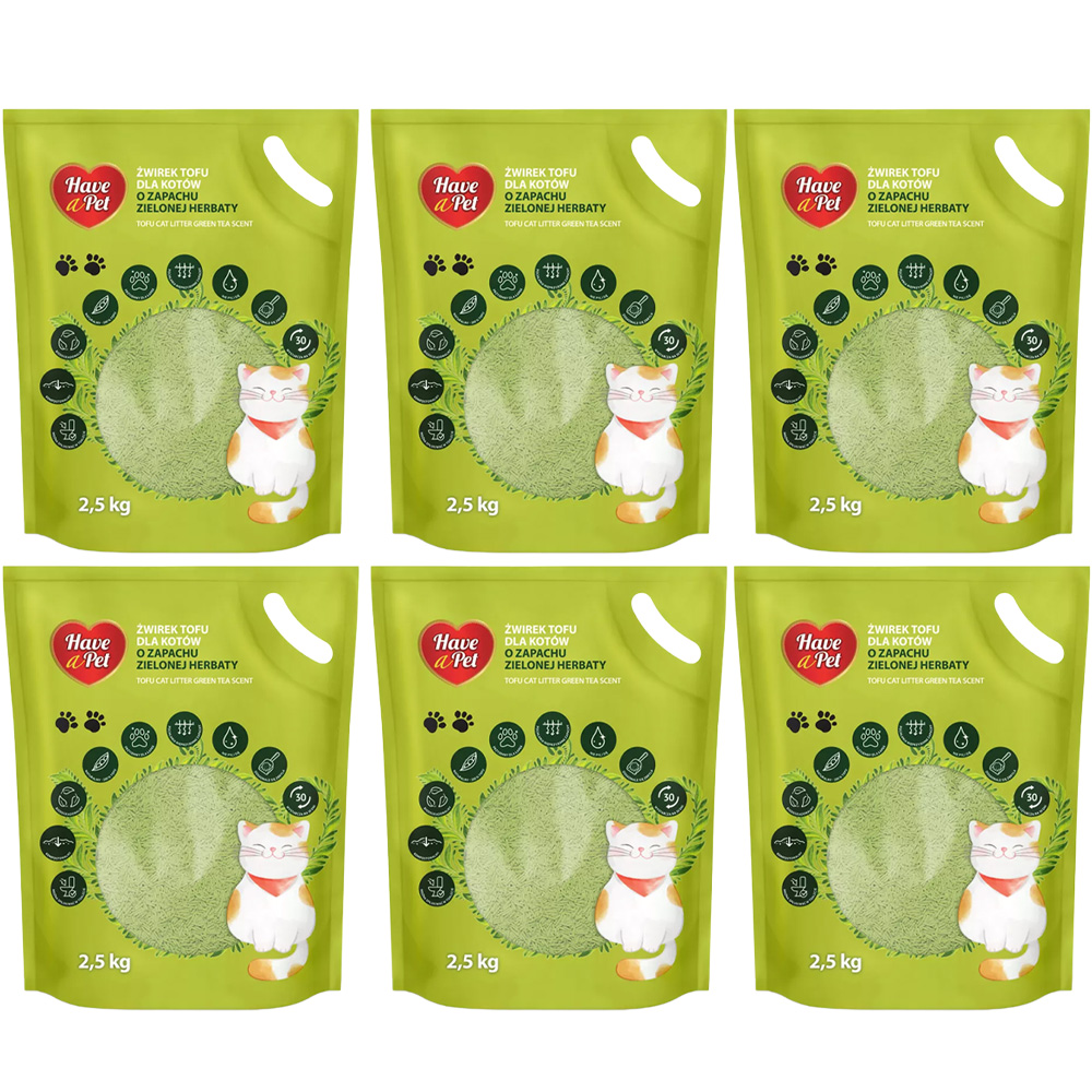 HAVE A PET Żwirek dla Kota Tofu Zielona Herbata 6x2,5kg